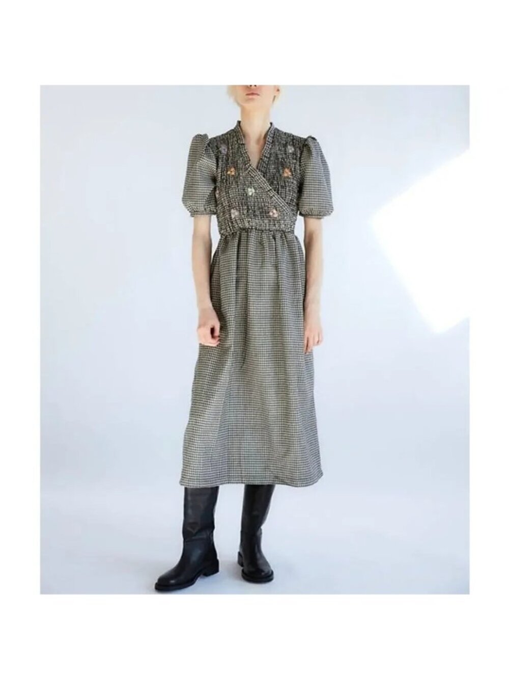 Tach Adelfa Smocked Dress Cottagecore Prairie Vintage Gingham Twee Womens XL